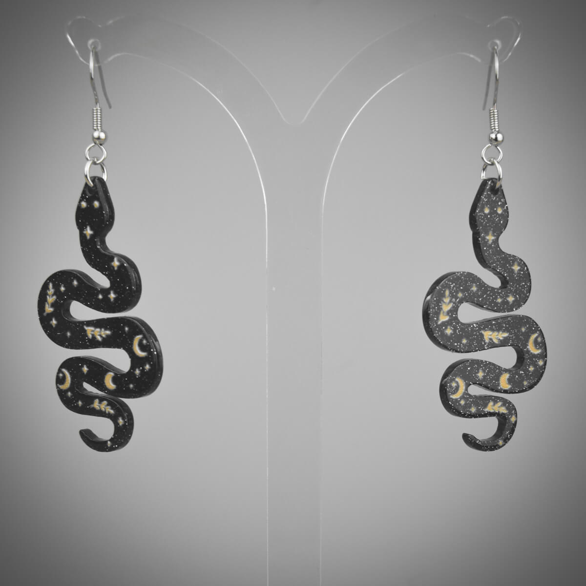 Acrylic Snake Silver Earrings | Occult Patches & Pins