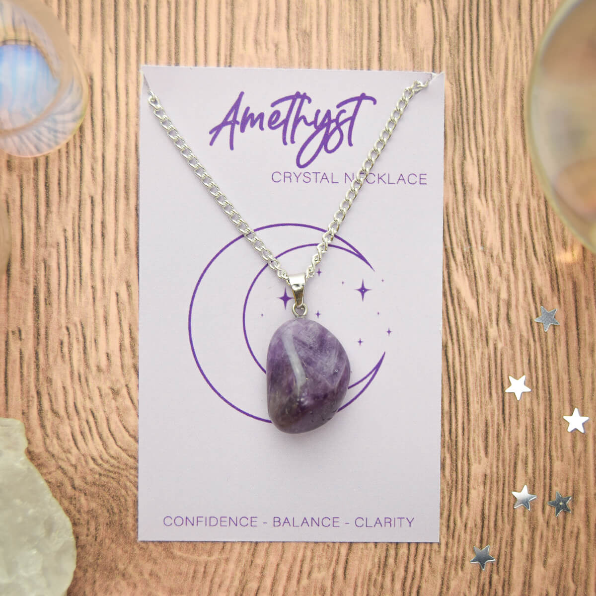 Amethyst Tumble Stone Crystal Necklace