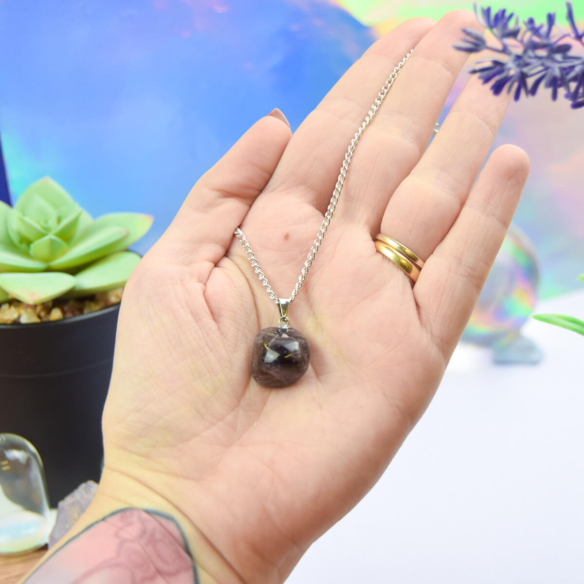 Amethyst Tumble Stone Crystal Necklace