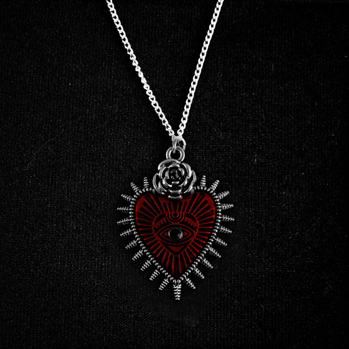 Red Sacred Heart Necklace • Occult Patches & Pins