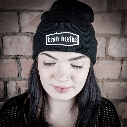Dead Inside Black Beanie | Occult Patches & Pins