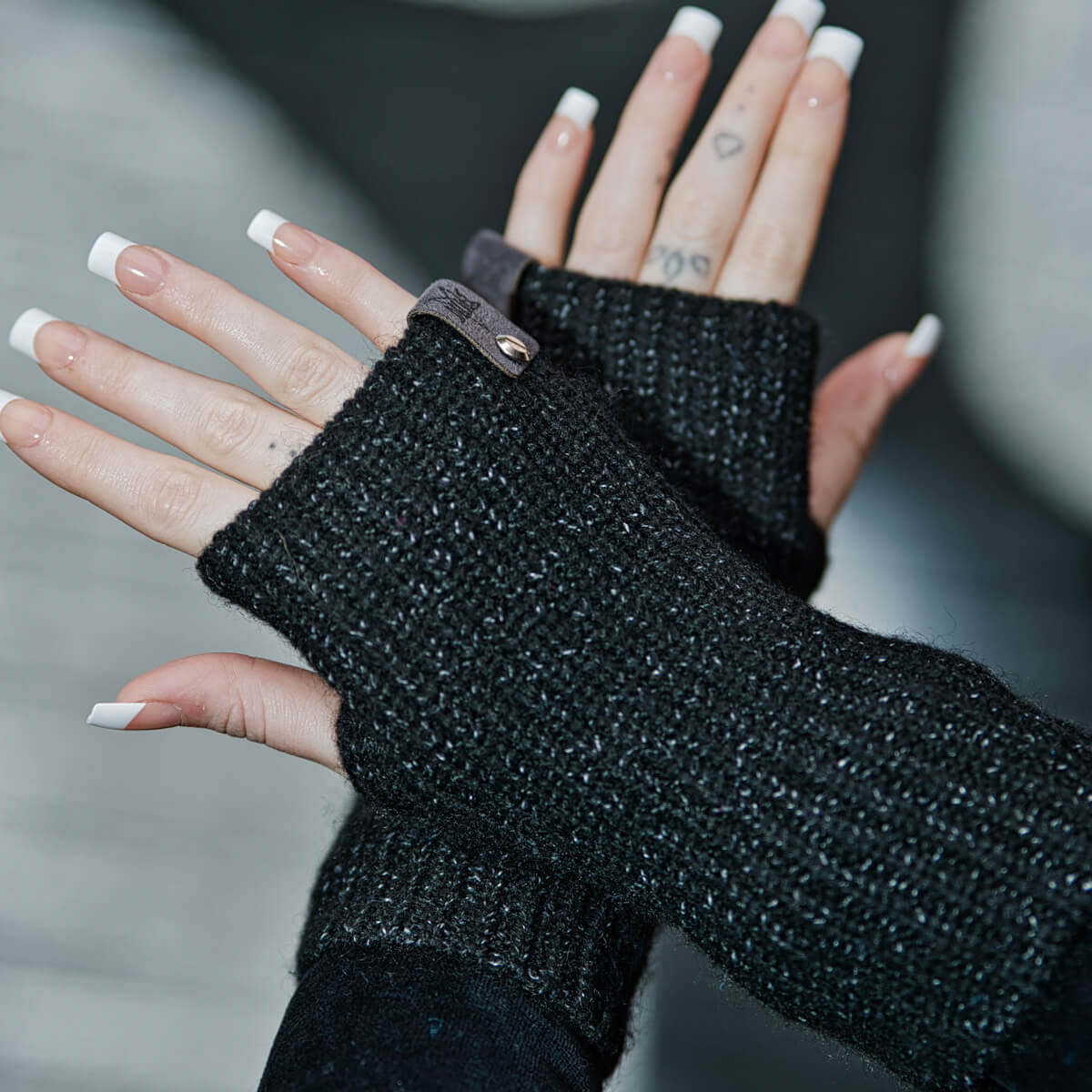 Black Hand Warmers with Occult Tag