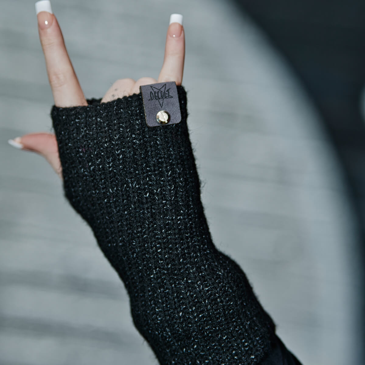 Black Hand Warmers with Occult Tag
