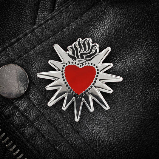 Red Sacred Heart Enamel Pin • Occult Patches & Pins