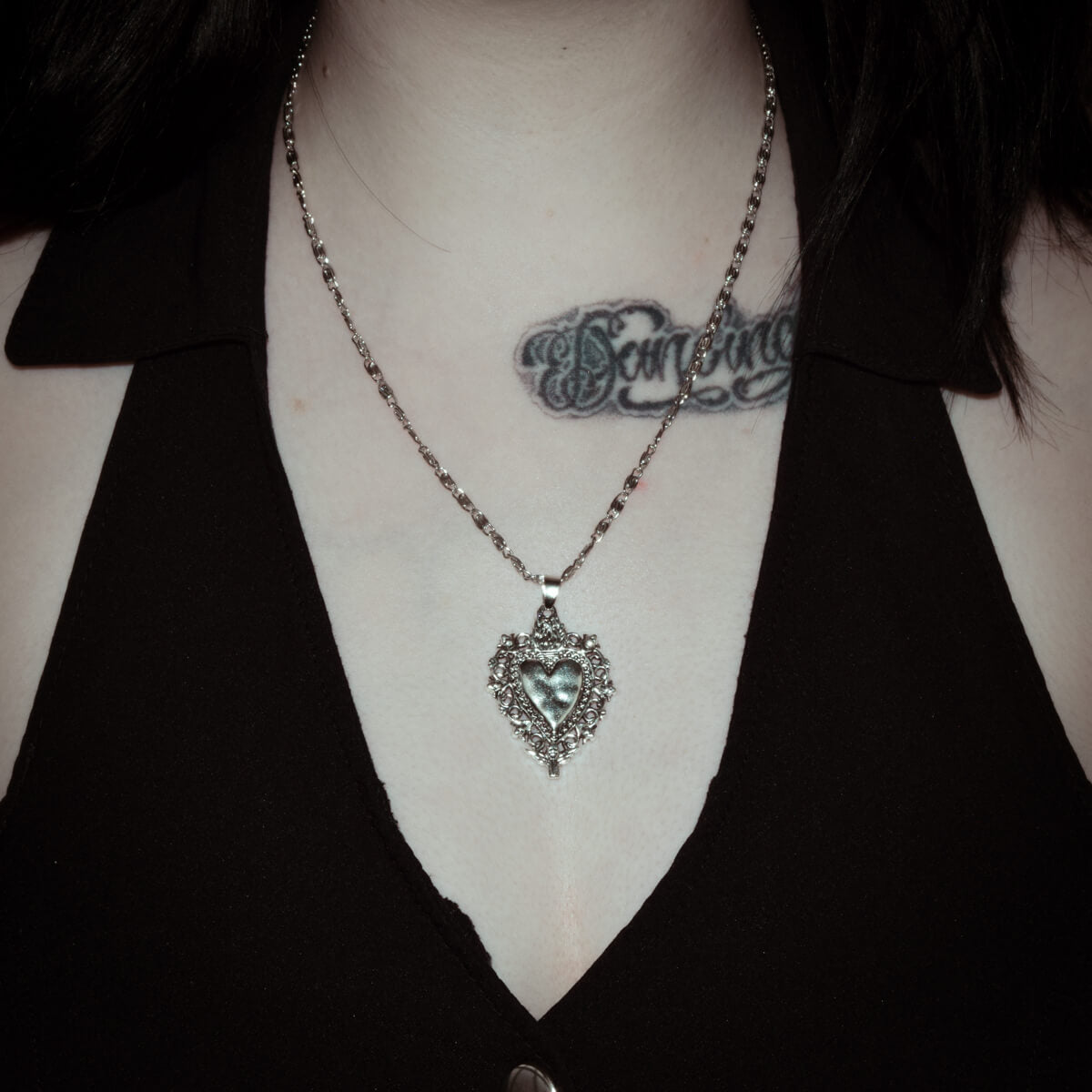 Sacred Heart Silver Necklace | Occult Patches & Pins