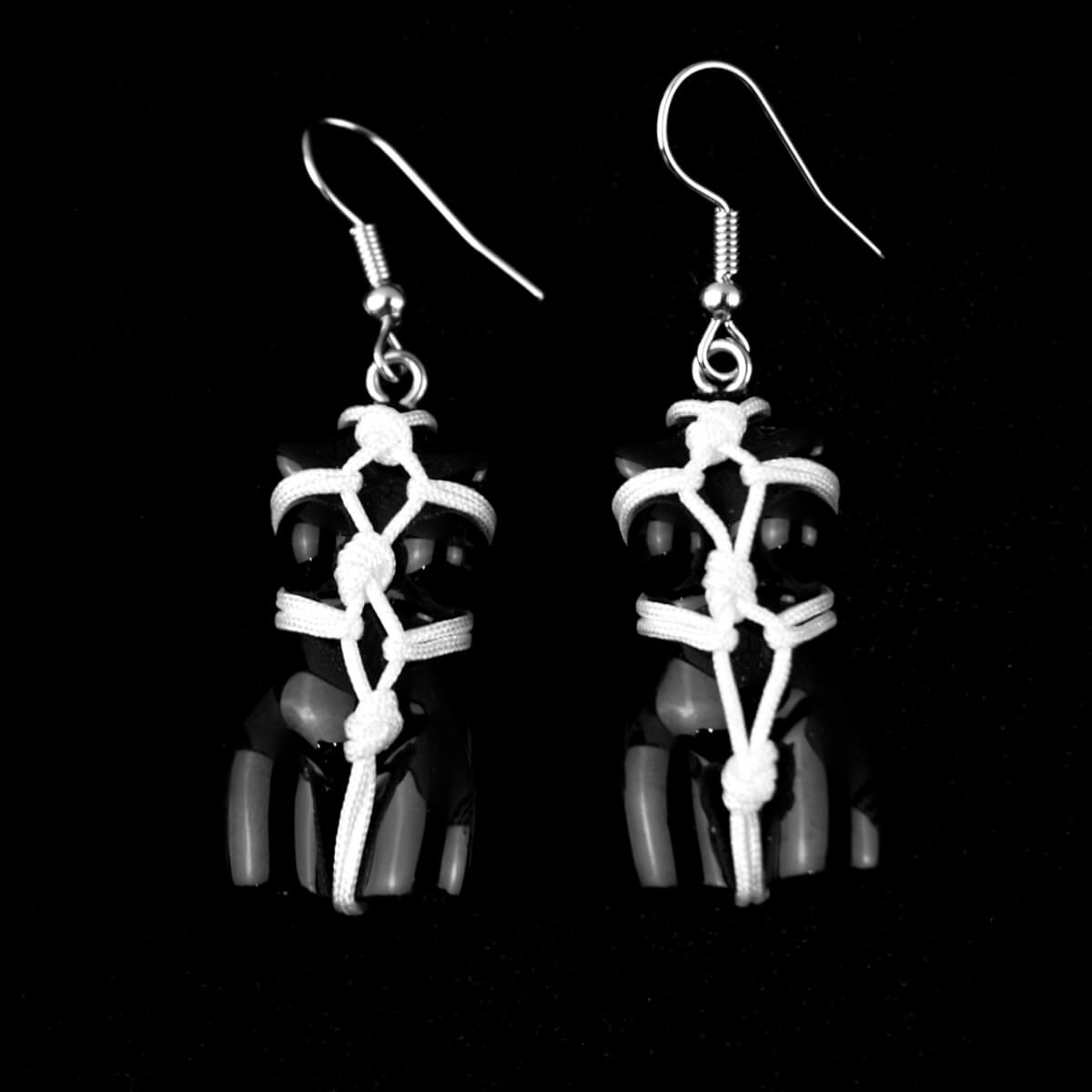 White Shibari Earrings | Occult Patches & Pins