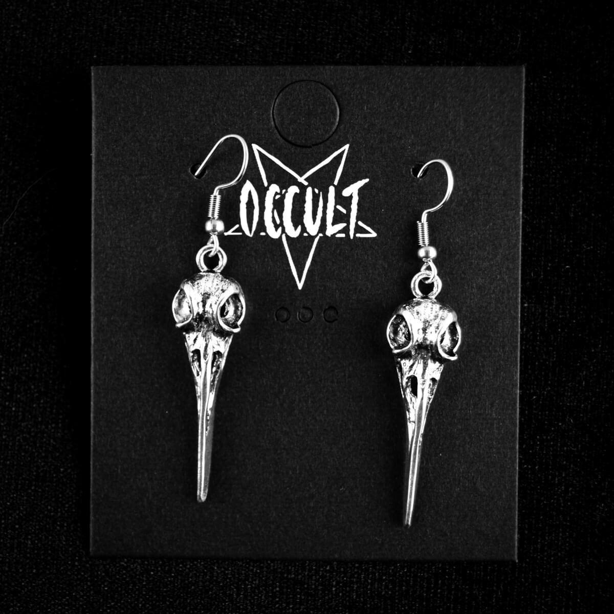 Bird Skull Earrings • Occult Patches & Pins