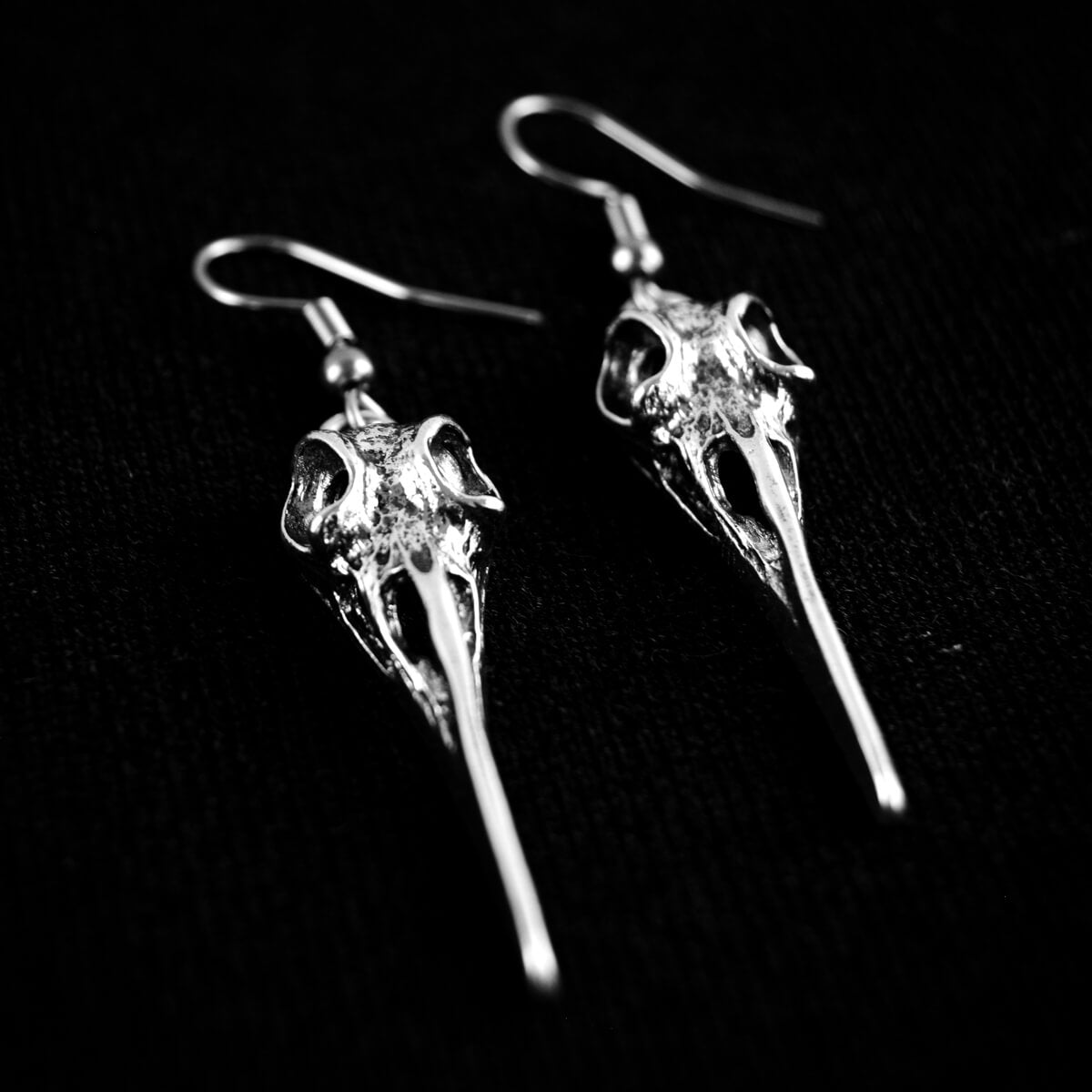 Bird Skull Earrings • Occult Patches & Pins