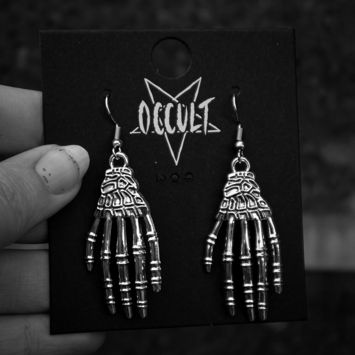 Skeleton Hand Earrings ⛧ Occult Patches & Pins