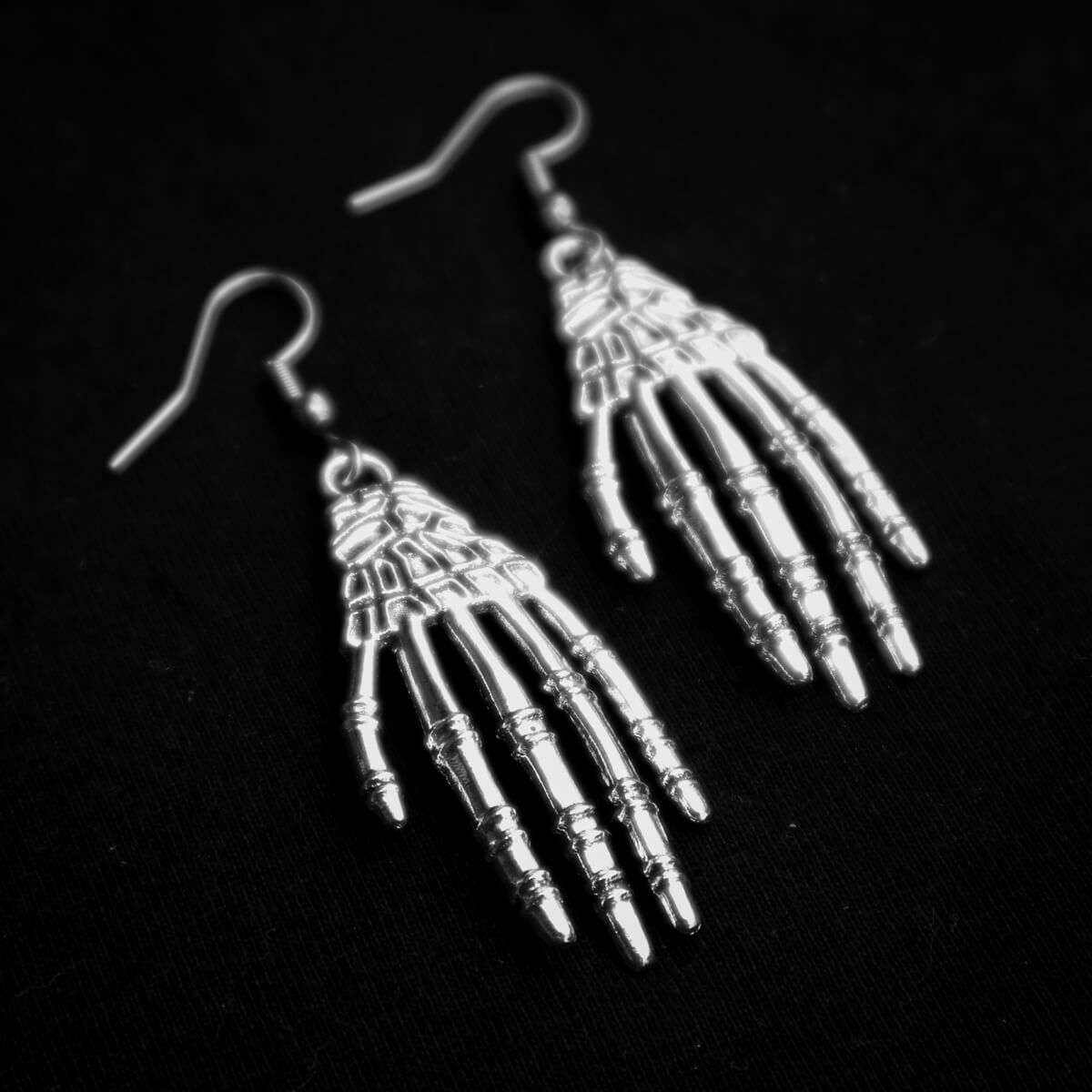 Skeleton Hand Earrings ⛧ Occult Patches & Pins