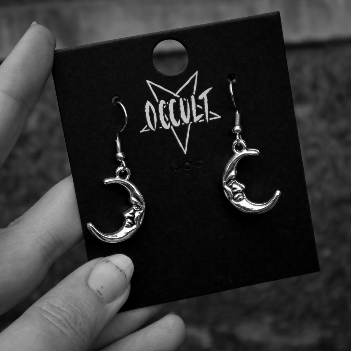 Moon Earrings ⛧ Occult Patches & Pins