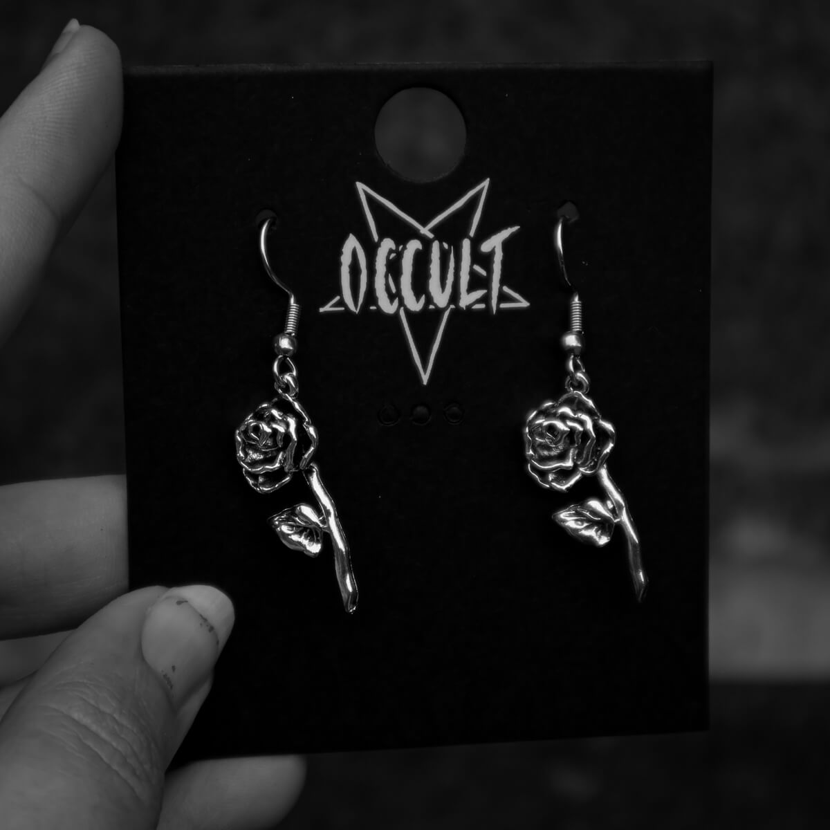 Rose Earrings ⛧ Occult Patches & Pins