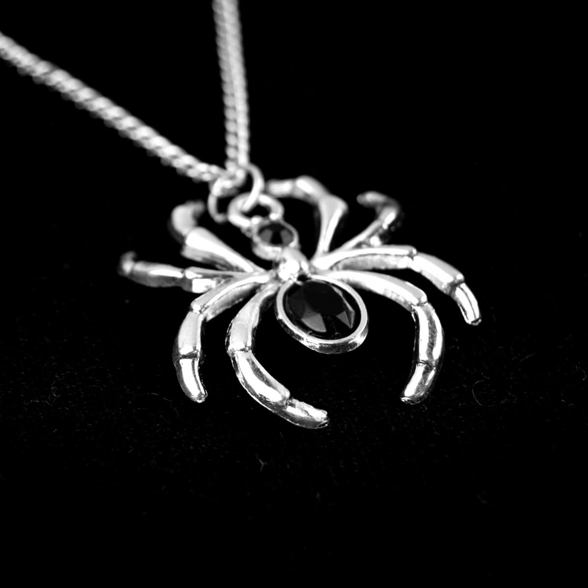 Black Gem Spider Necklace | Occult Patches & Pins