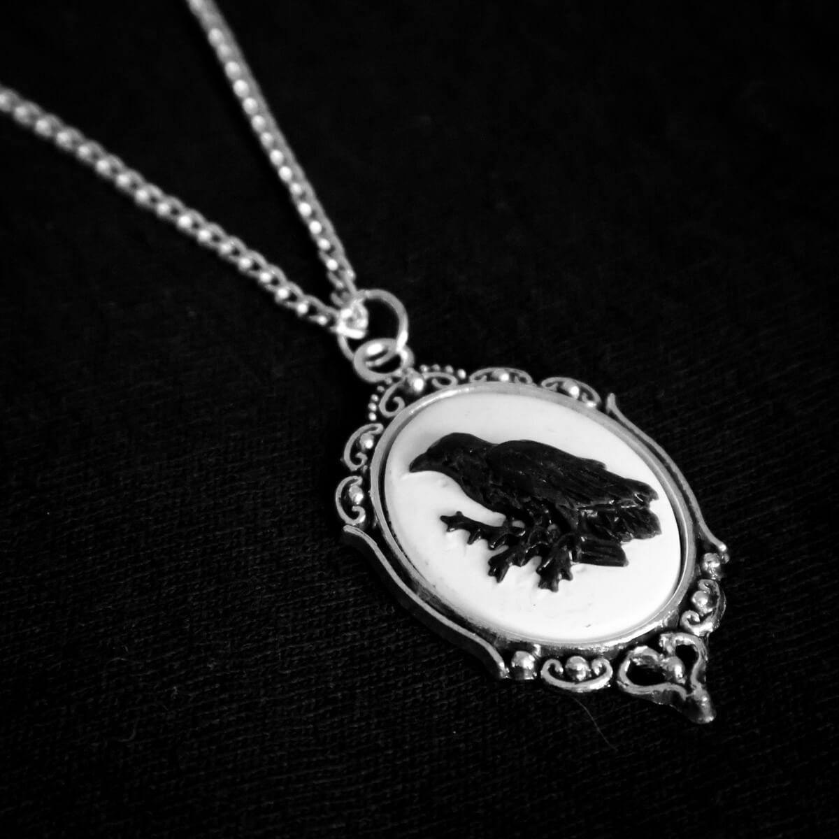 Raven Cameo Necklace