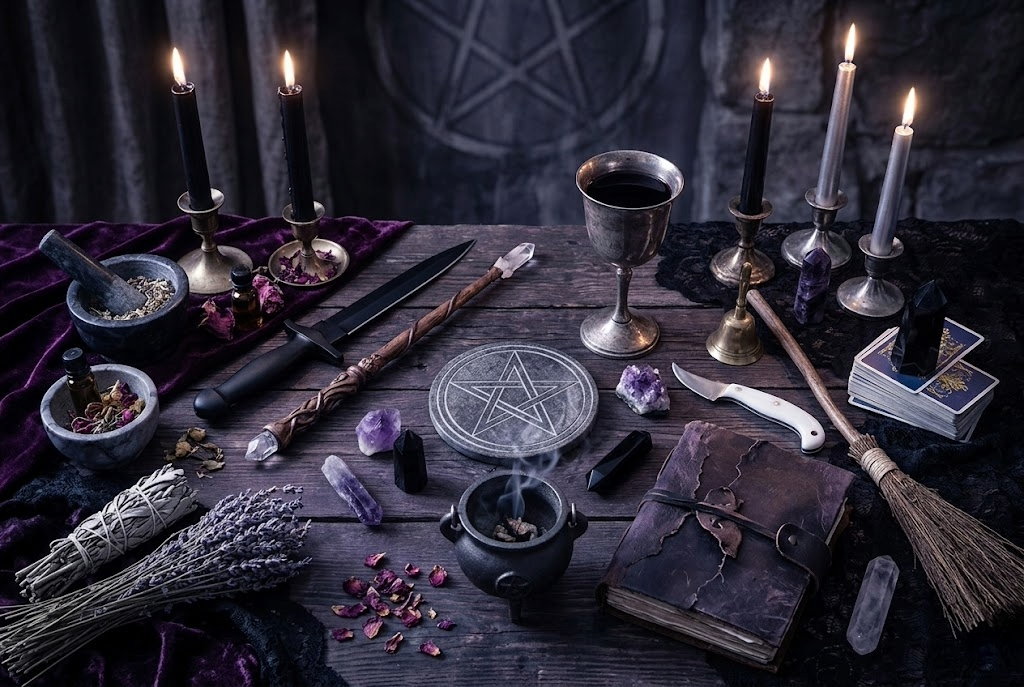 Wiccan Rite What Tools Do Wiccans Use in Rituals? ⛧ Occult Patches & Pins