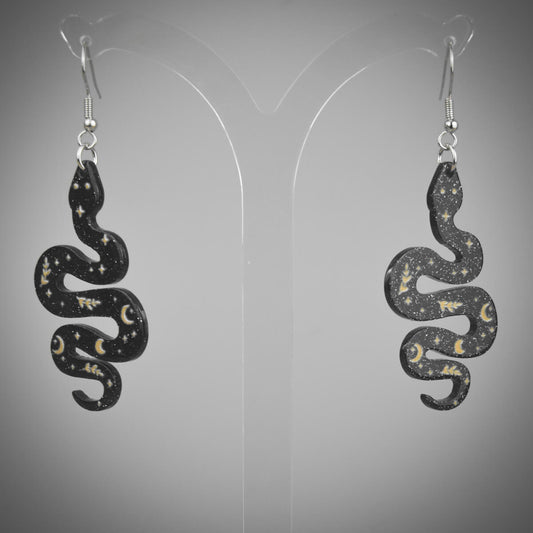 Acrylic Snake Silver Earrings | Occult Patches & Pins