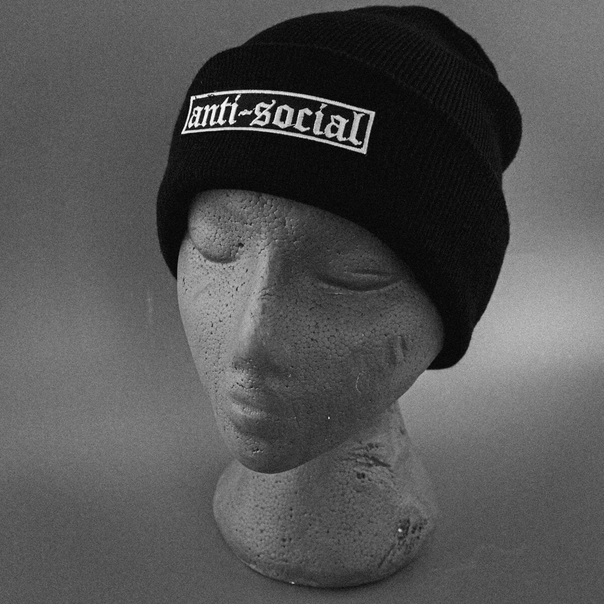 Anti-Social Gothic Patch Black Beanie