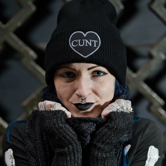 Cunt Hat - Black Heart Black Beanie