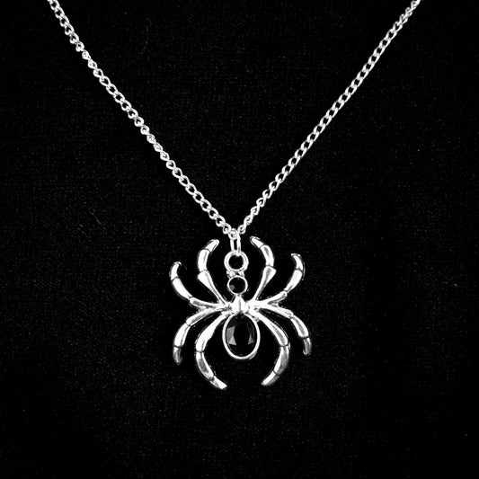 Black Gem Spider Necklace | Occult Patches & Pins