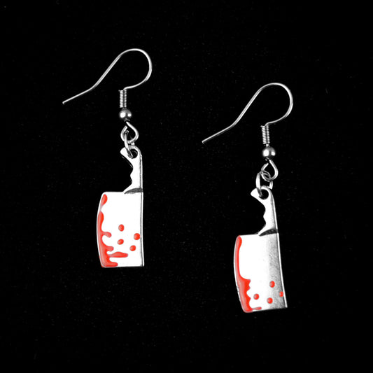 Bloody Meat Cleaver Earrings | Occult Patches & Pins