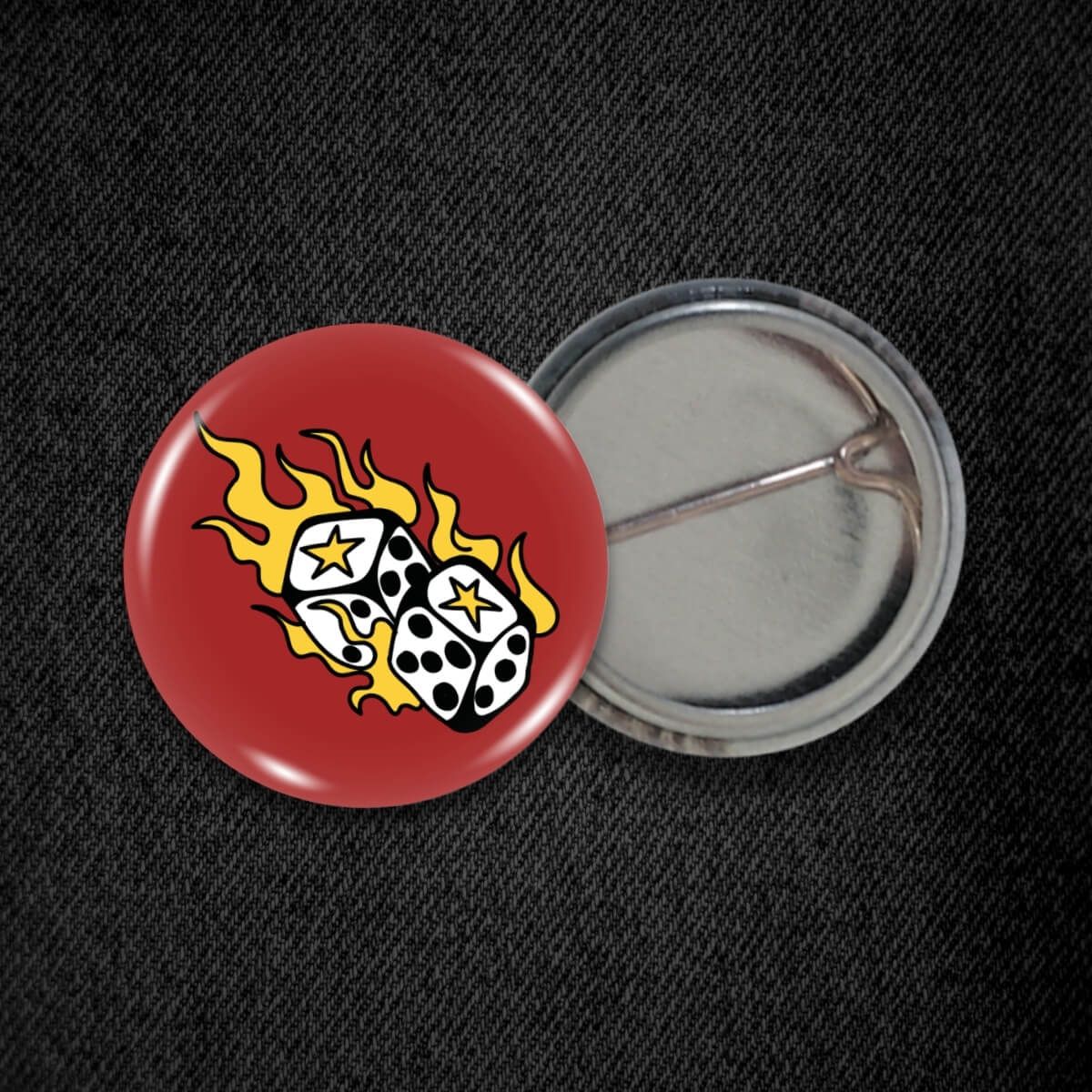 Flaming Dice Badge - Occult Patches & Pins