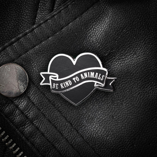 Be Kind to Animals Black Enamel Pin | Occult Patches & Pins