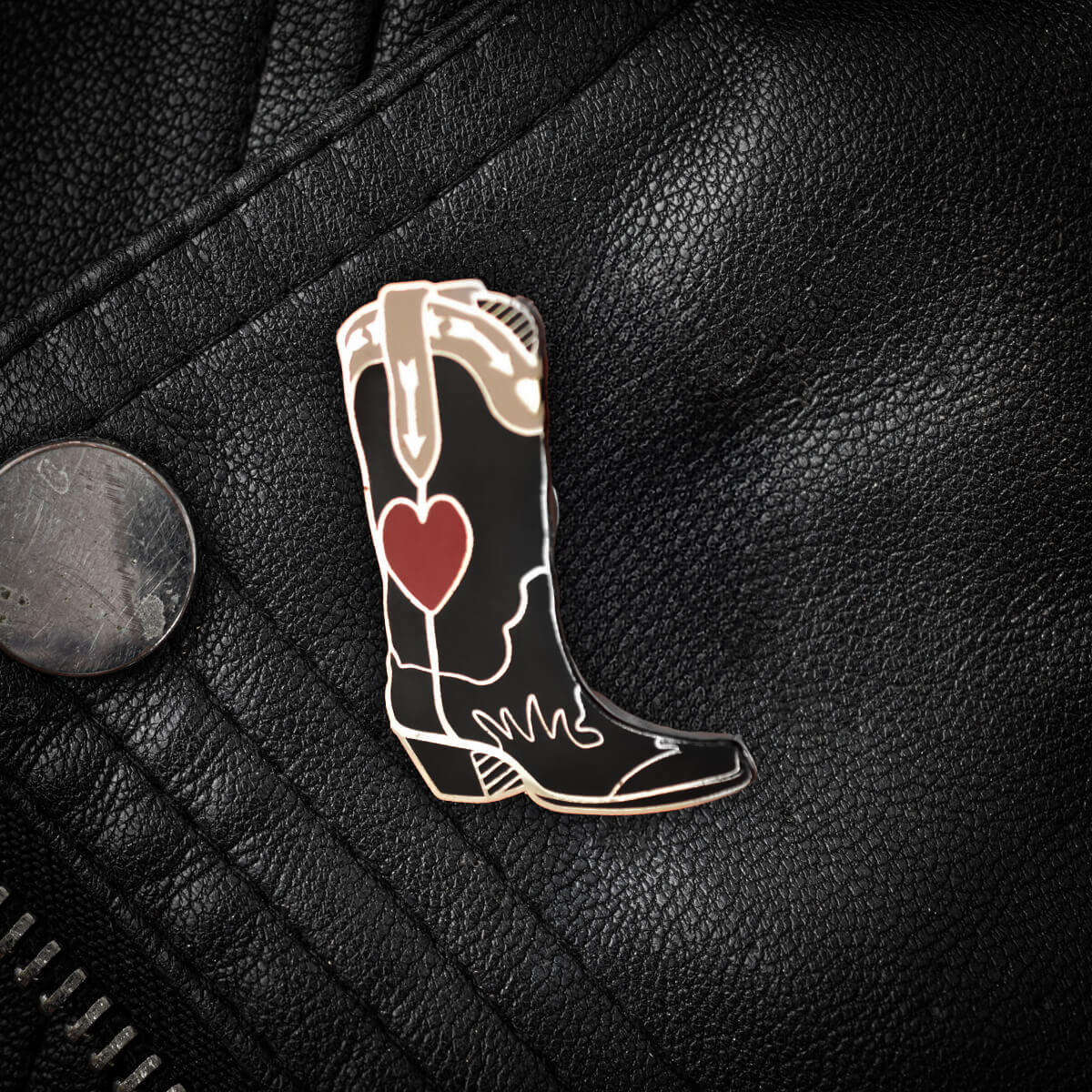 Black Cowboy Boot Enamel Pin | Occult Patches & Pins