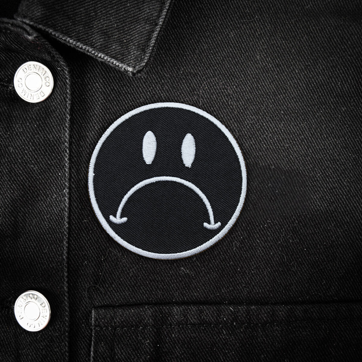 Black & White Sad Face Patch | Occult Patches & Pins