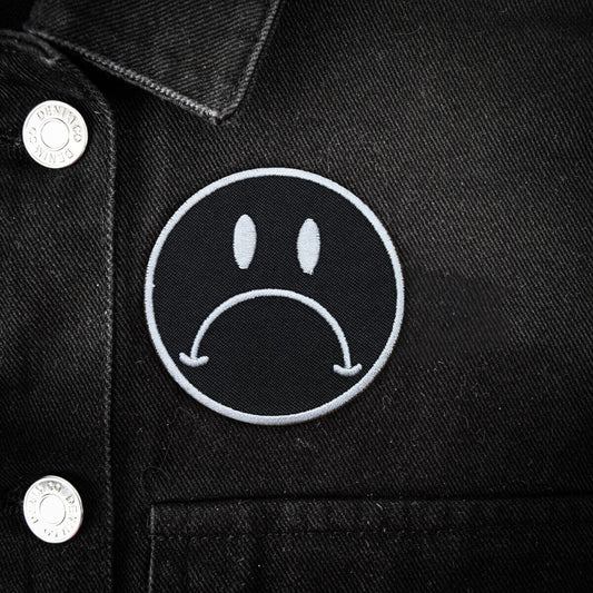 Black & White Sad Face Patch | Occult Patches & Pins