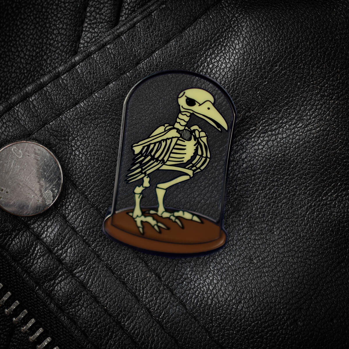 Crow Skeleton Enamel Pin | Occult Patches & Pins