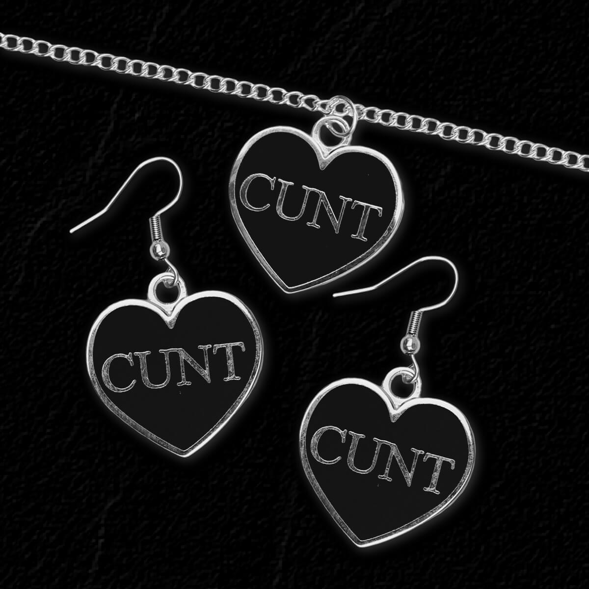 Cunt Necklace & Earrings Set - Occult Patches & Pins