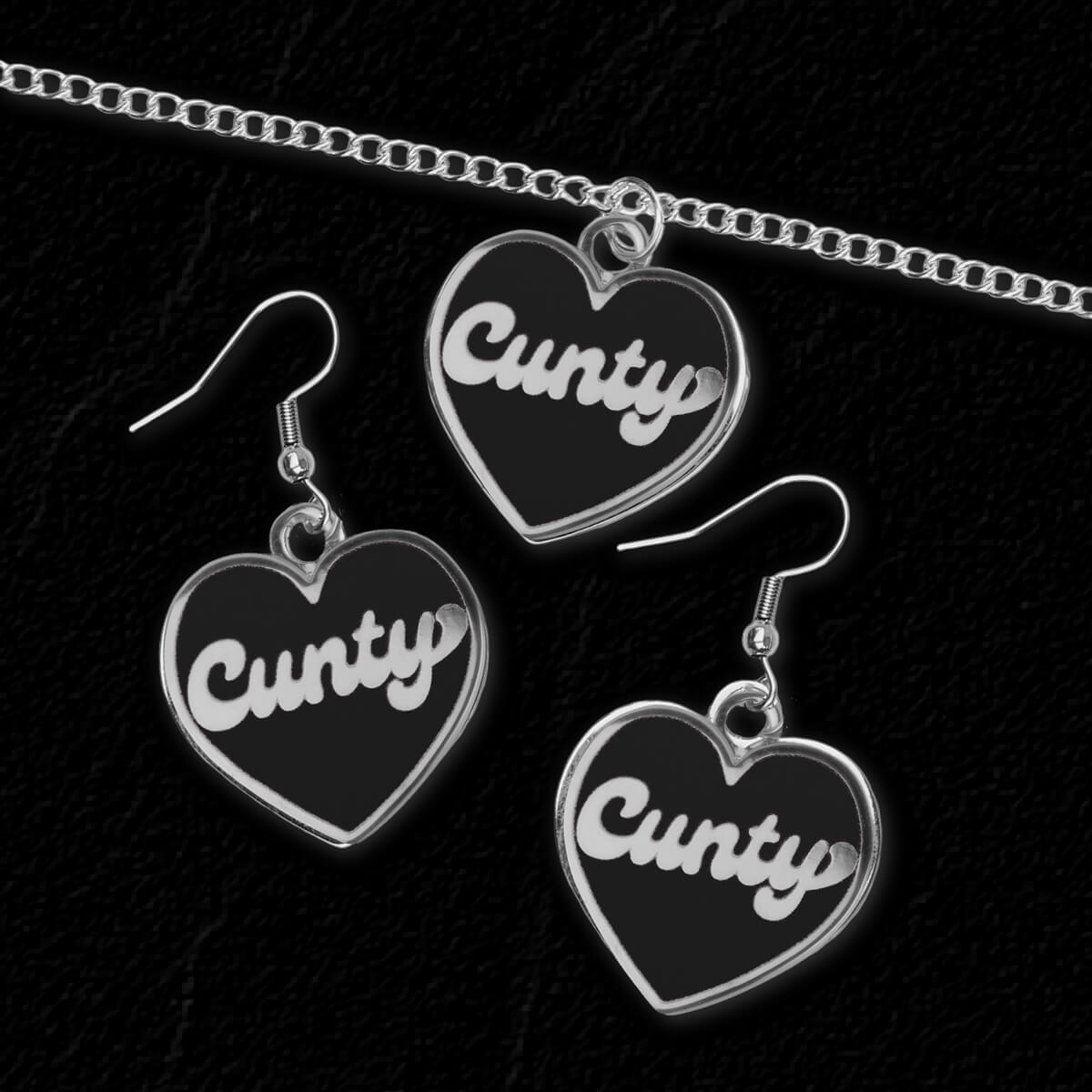 Cunty Necklace & Earrings Set - Occult Patches & Pins