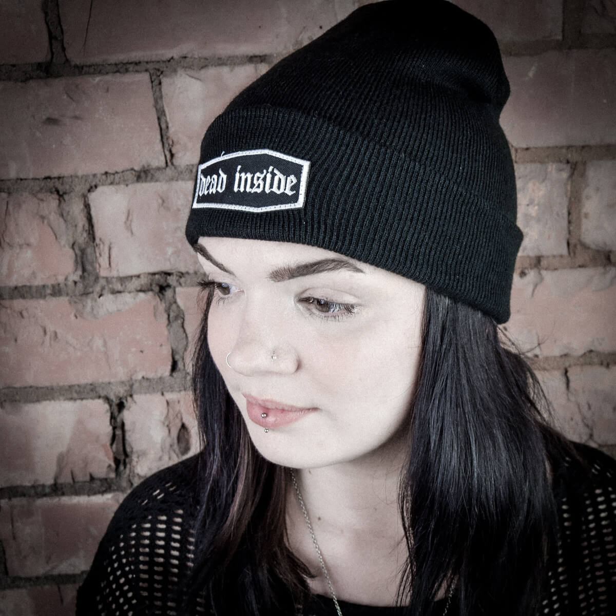 Dead Inside Black Beanie | Occult Patches & Pins