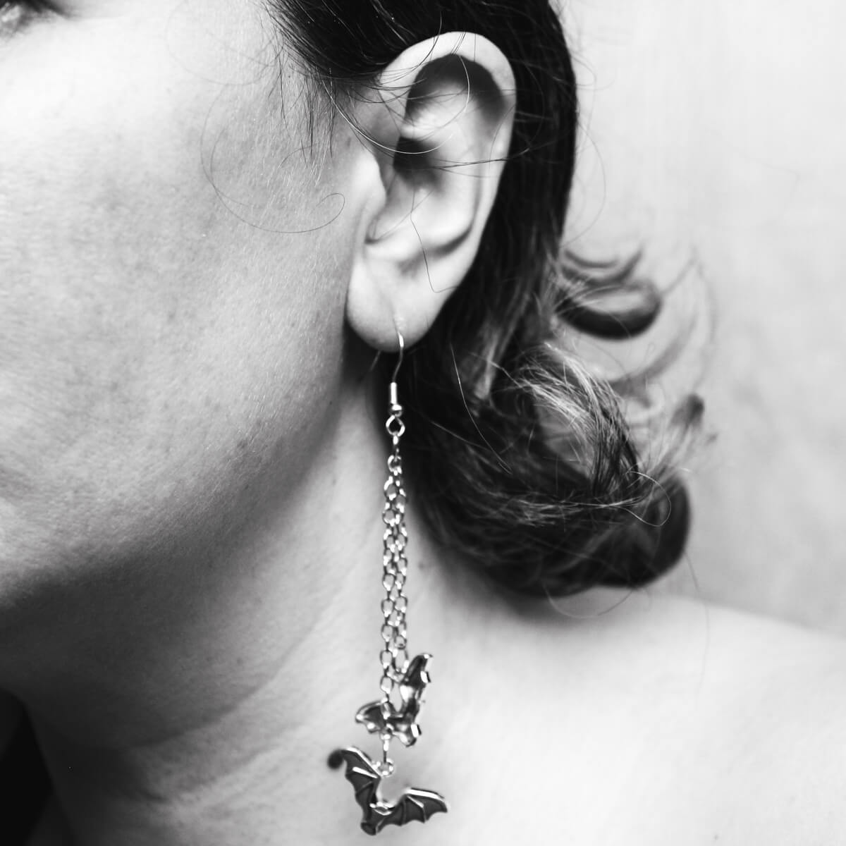 Bat Chain Earrings | Occult Patches & Pins