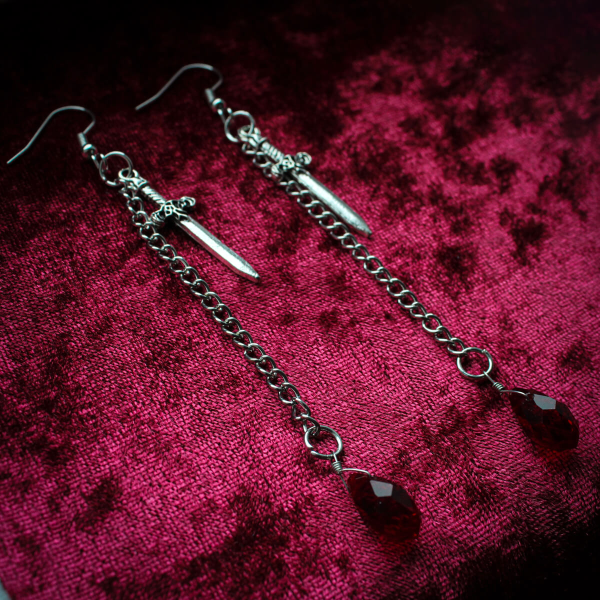 Blood Drop Dagger Earrings | Occult Patches & Pins