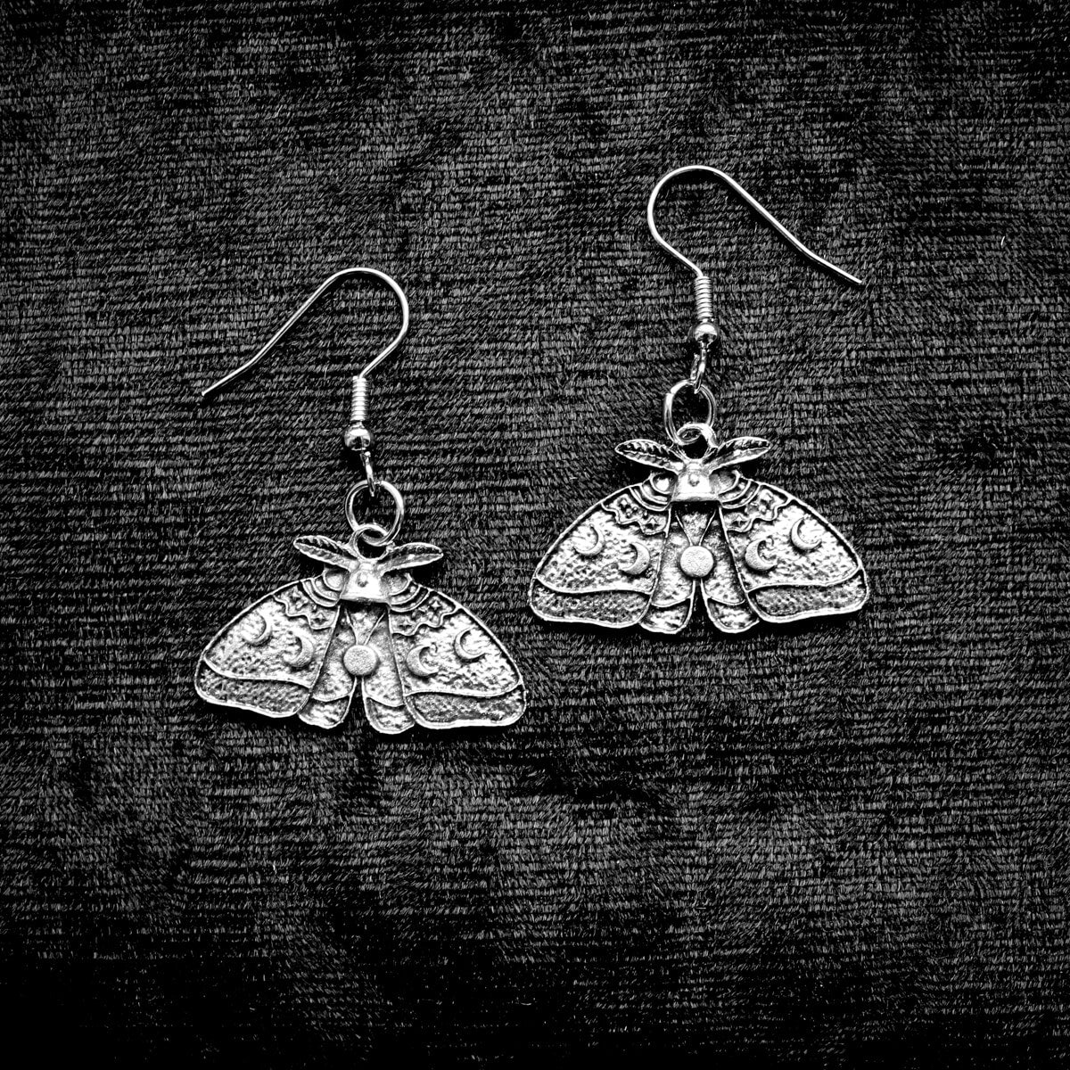 Moon Phase Moth Earrings | Occult Patches & Pins