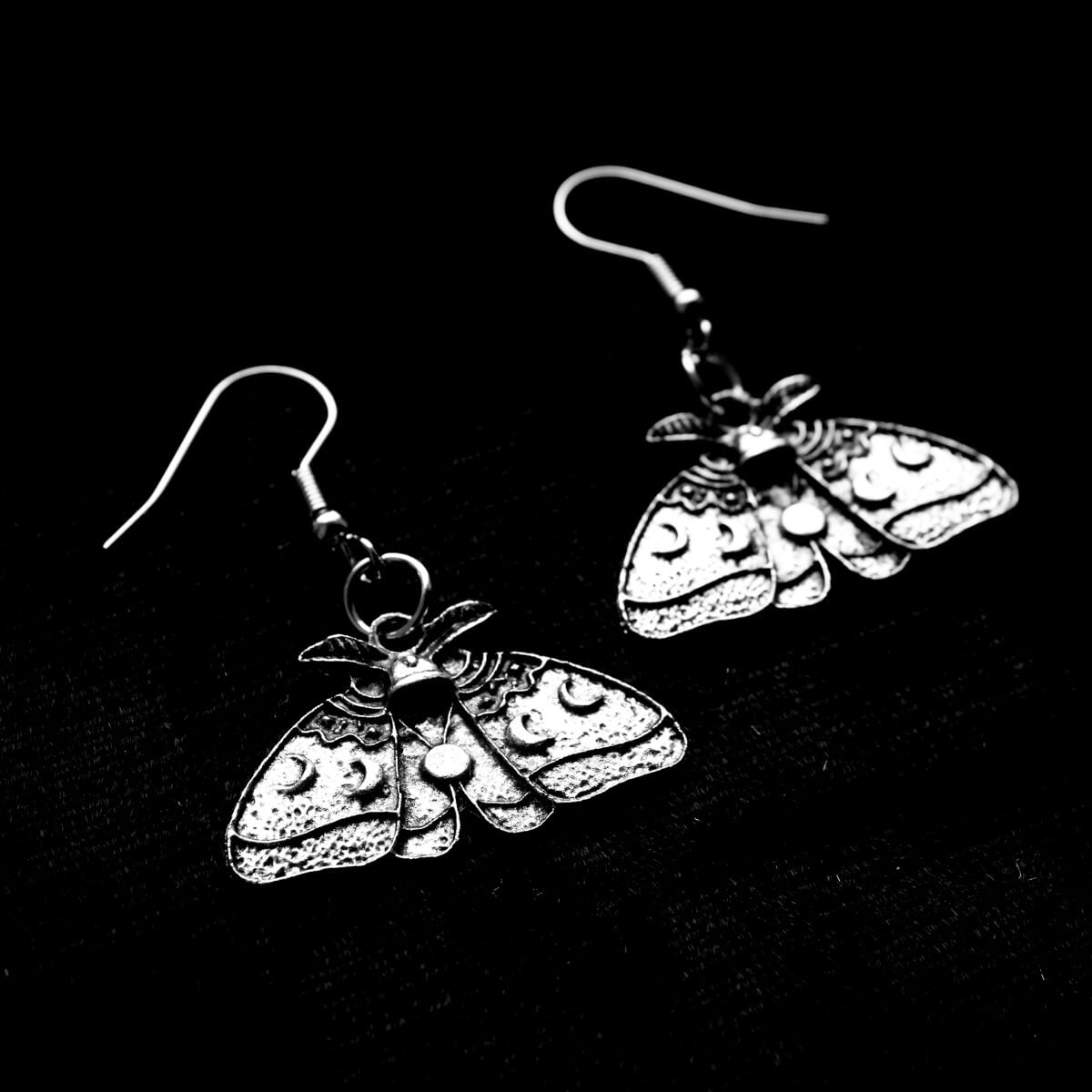 Moon Phase Moth Earrings | Occult Patches & Pins