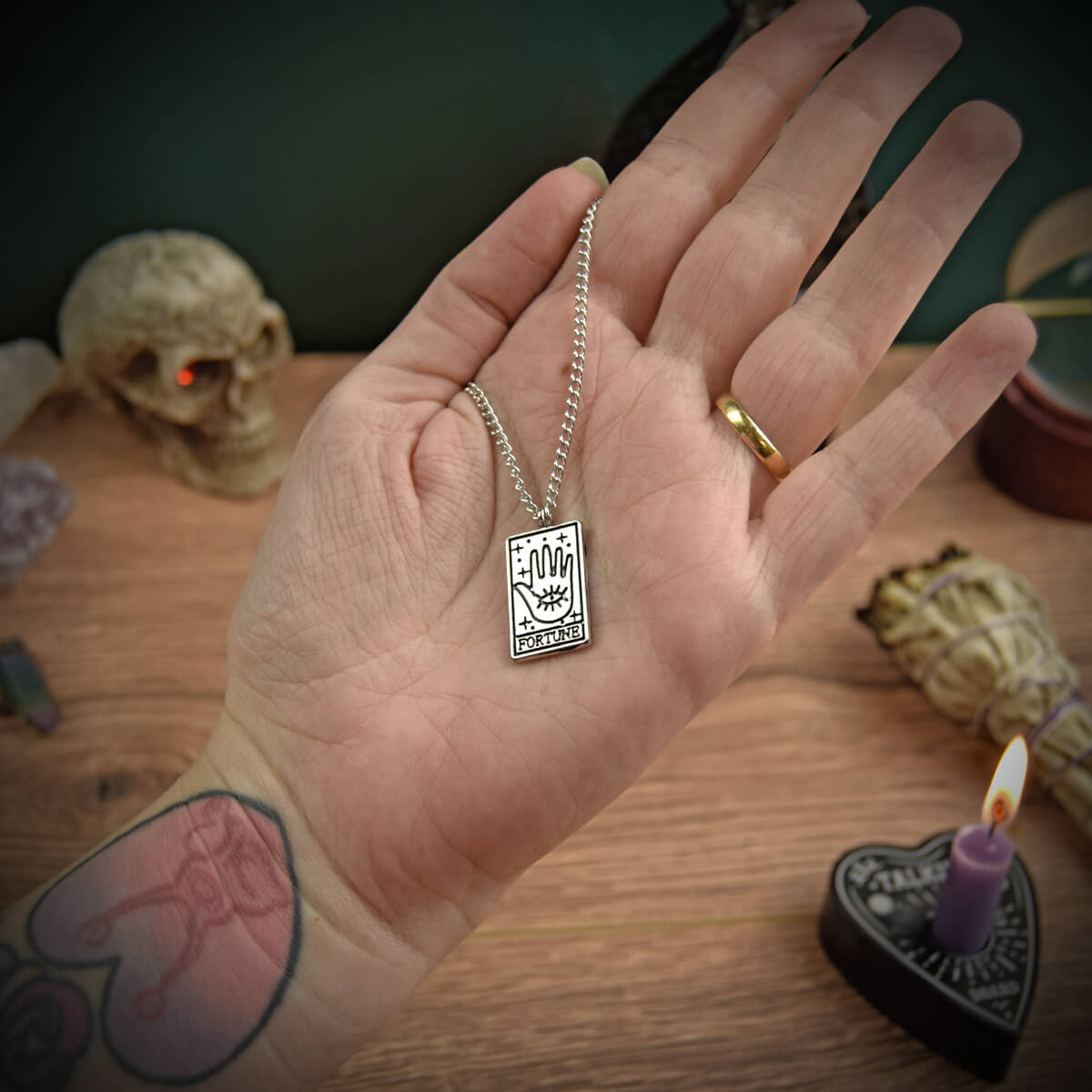 Fortune Tarot Card Necklace | Occult Patches & Pins