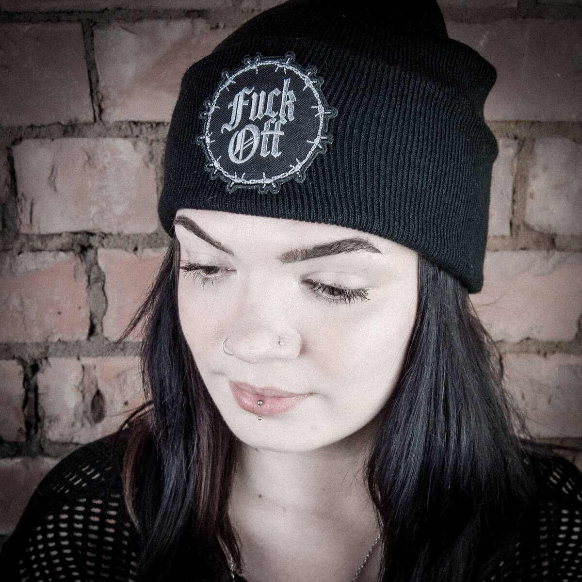 Fuck Off Gothic Black Beanie | Occult Patches & Pins