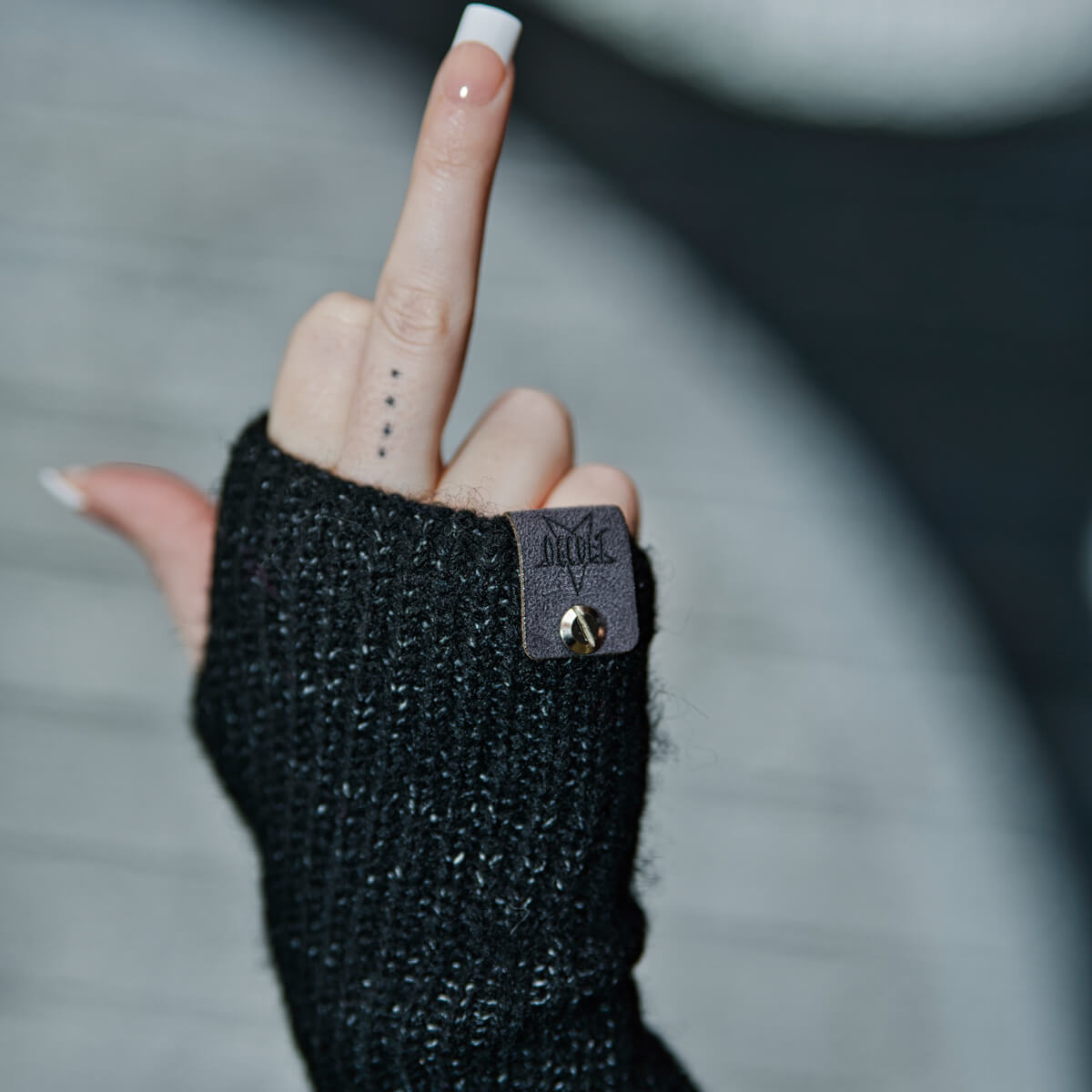 Black Hand Warmers with Occult Tag