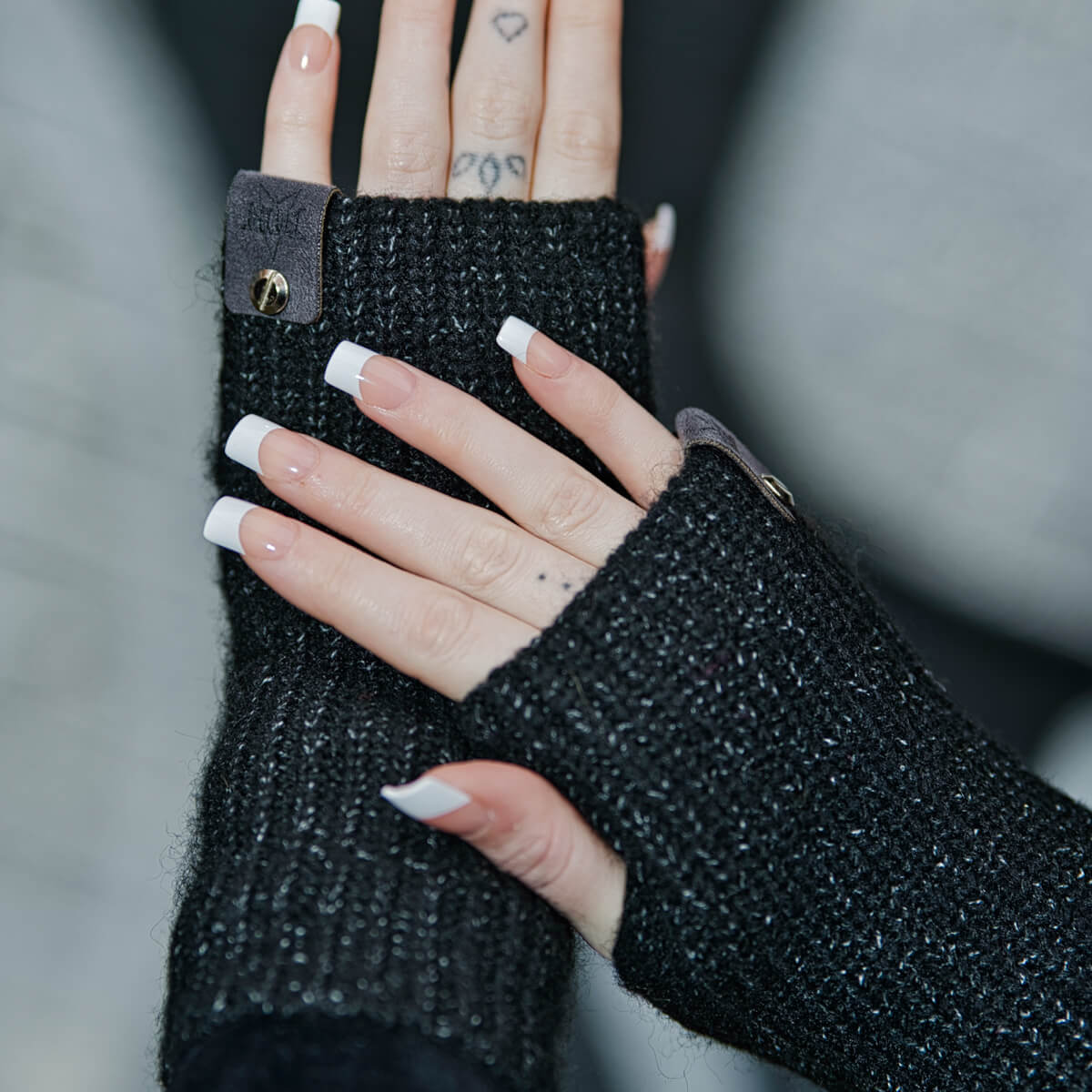 Black Hand Warmers with Occult Tag
