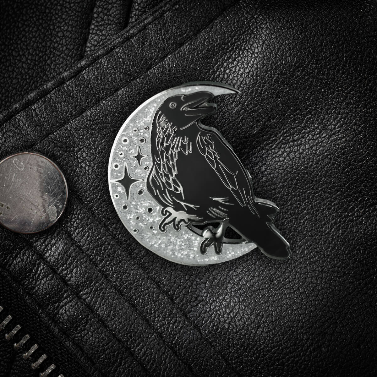 Glitter Raven Enamel Pin | Occult Patches & Pins