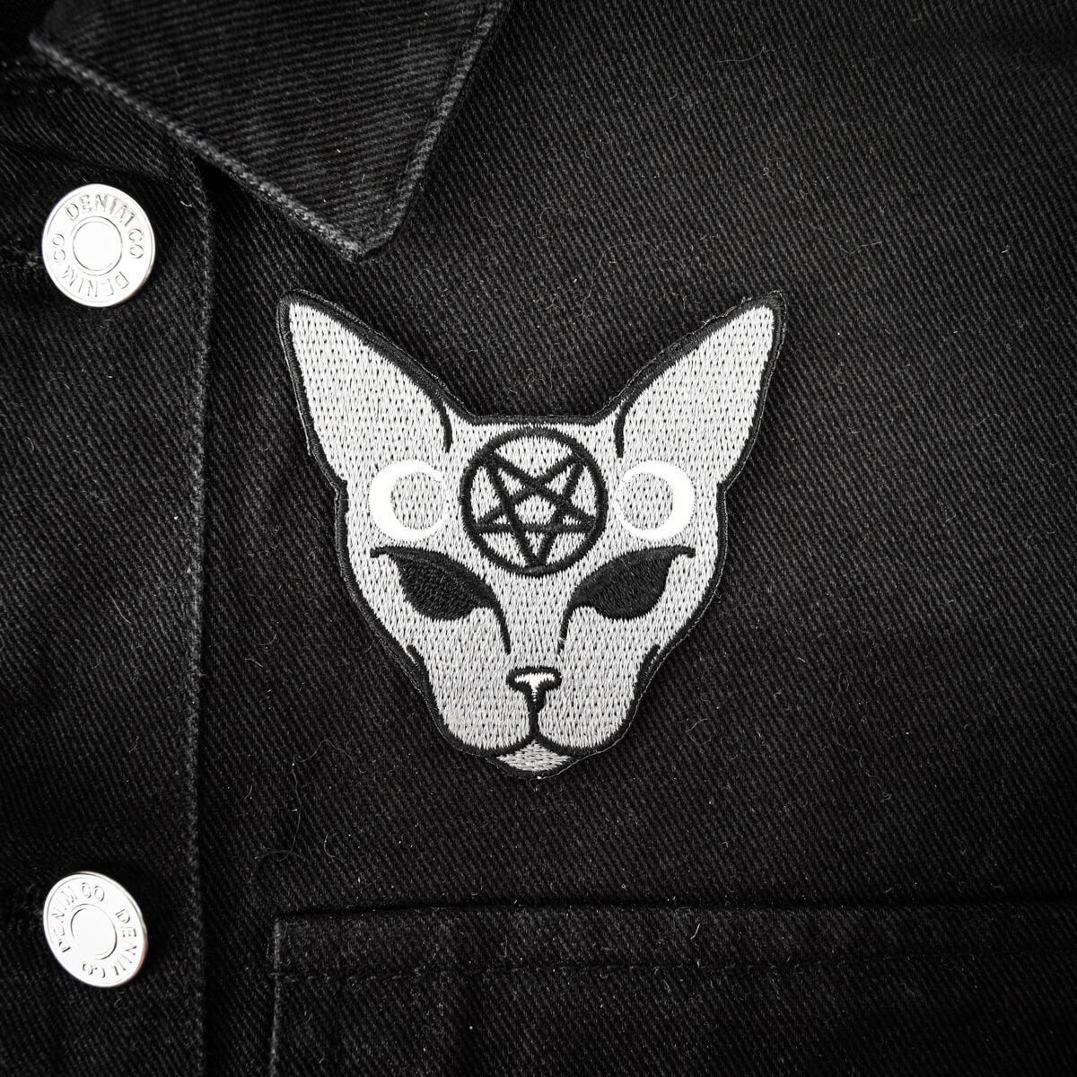 Gothic Cat Pentagram Moon Patch | Occult Patches & Pins