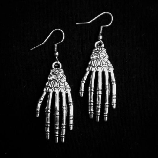Skeleton Hand Earrings ⛧ Occult Patches & Pins