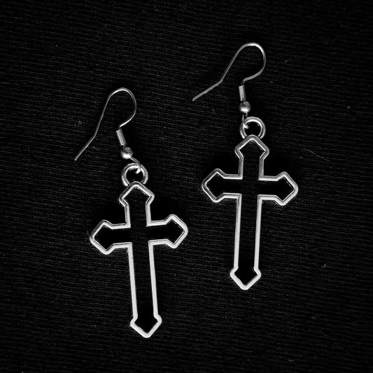 Hollow Cross Earrings • Occult Patches & Pins