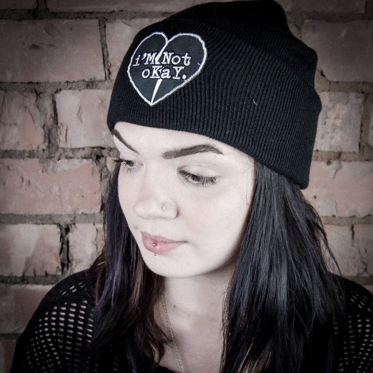 I'm Not Okay Black Beanie | Occult Patches & Pins