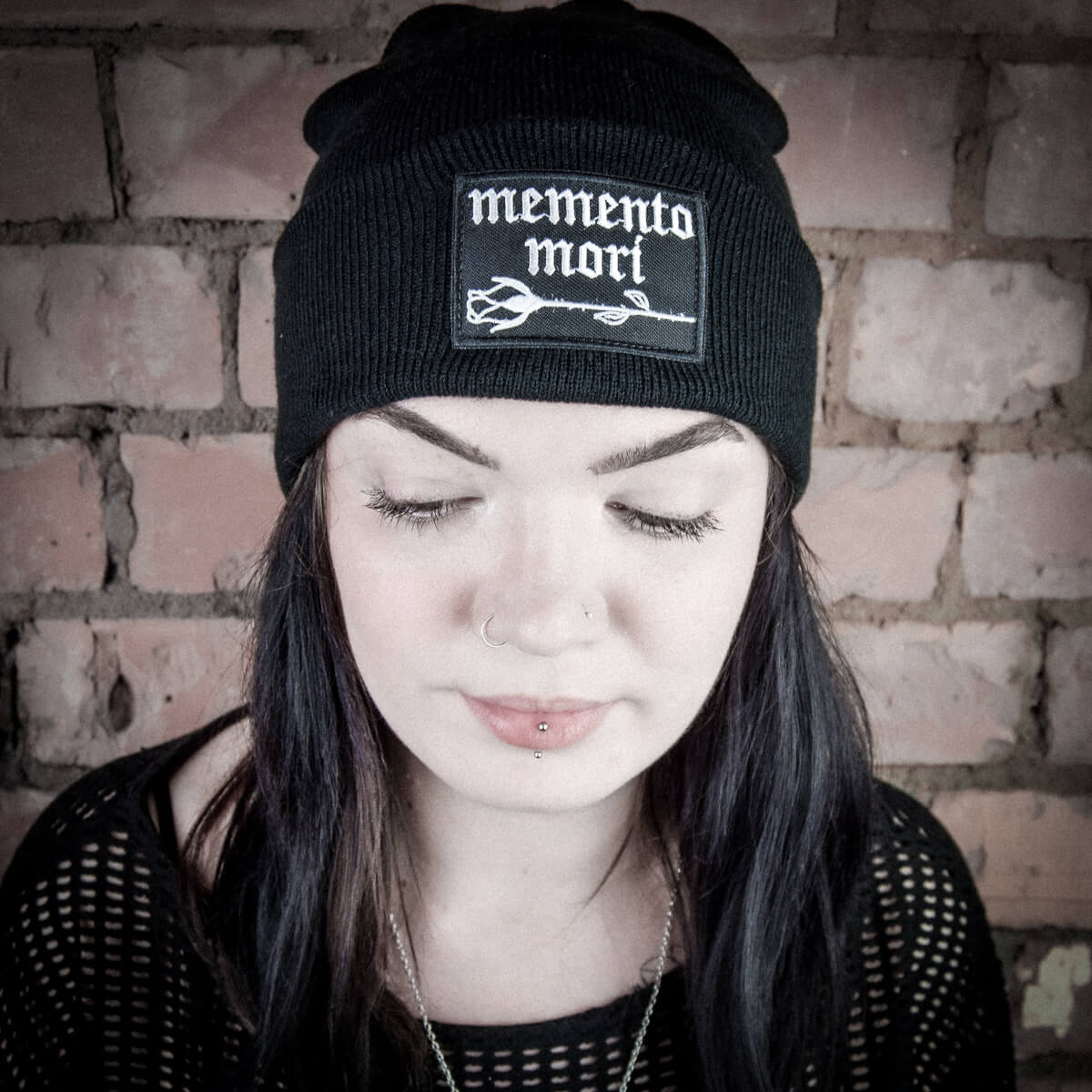 Memento Mori Black Beanie | Occult Patches & Pins