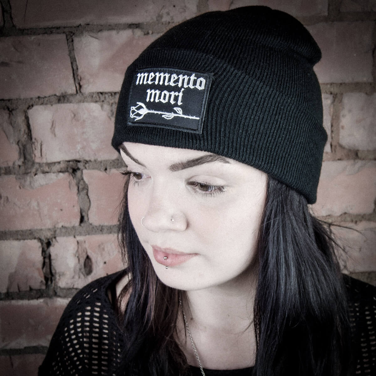 Memento Mori Black Beanie | Occult Patches & Pins