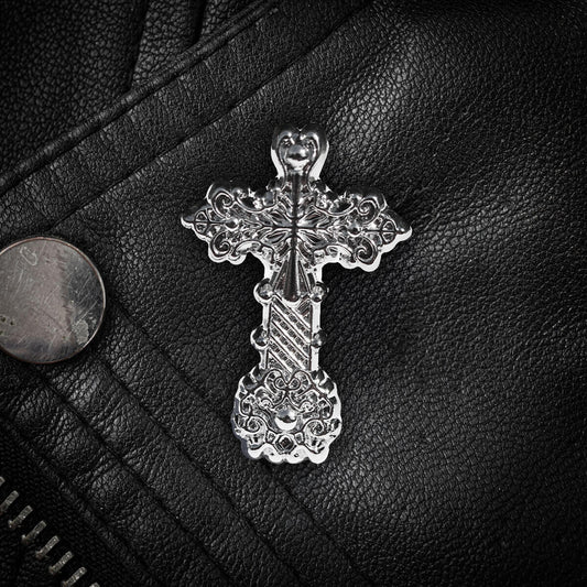 Ornate Gothic Cross Enamel Pin | Occult Patches & Pins