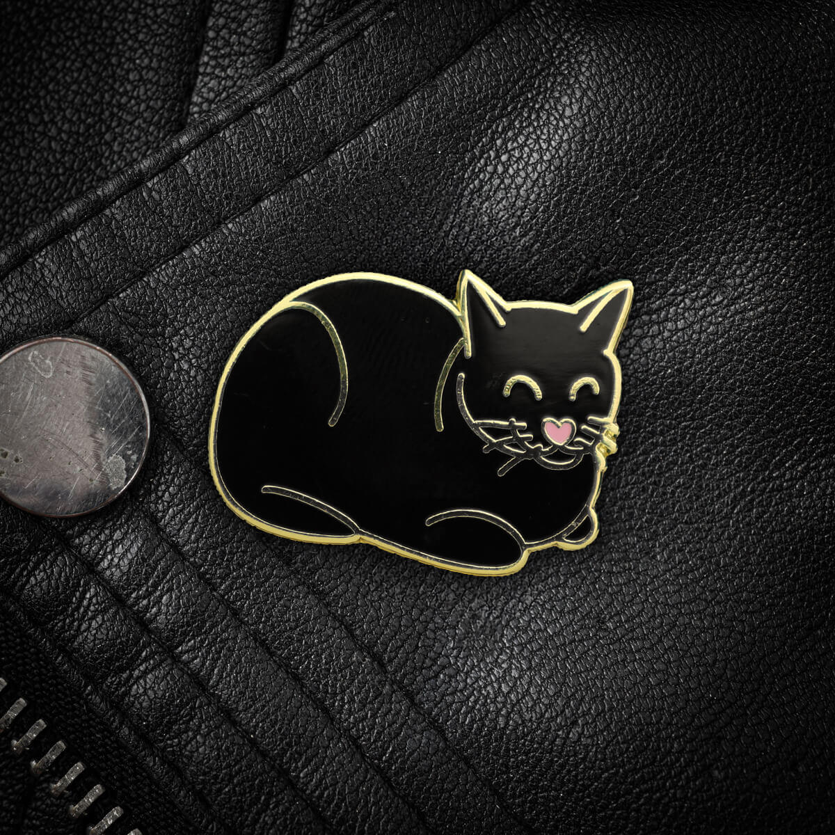 Cat Loaf Black Enamel Pin - Occult Patches & Pins